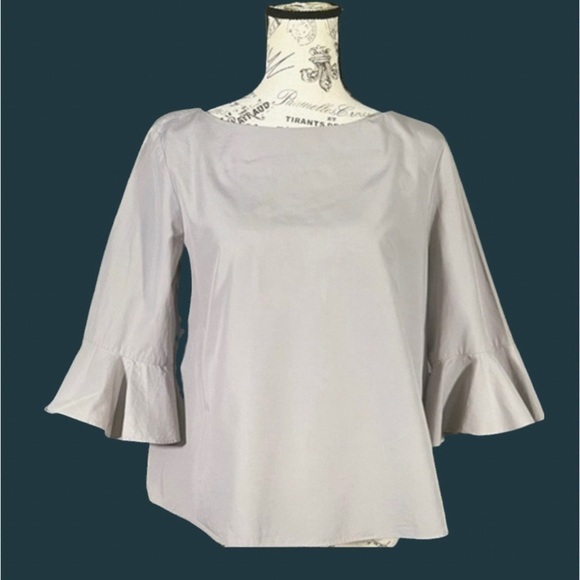 Amanda Uprichard Gray Top with Bell Sleeves - Picture 1 of 11